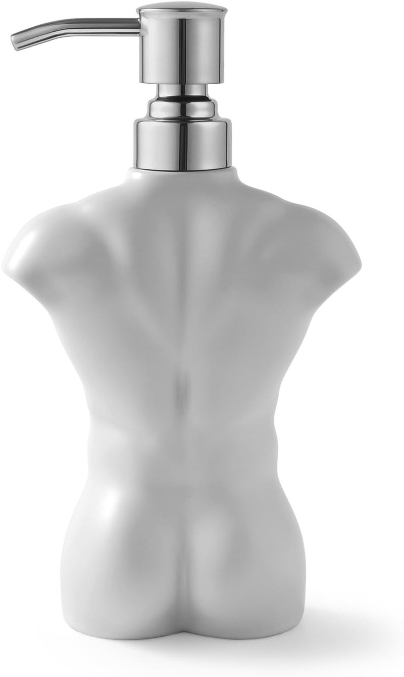 NEWHENGS Ceramic Soap Dispenser with 304 Stainless Steel Pump Hand Lotion Liquid Dispenser Refillable for Kitchen and Bathroom Decorative (Matt White Figure) - Image 4